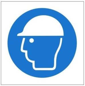 White Rigid PVC Safety Helmet Sign 200mm Wide x 200mm High