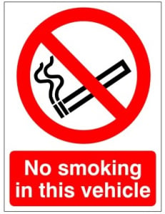 No Smoking In This Vehicle Sign 150mm Wide x 200mm High