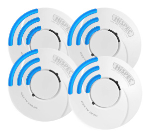 Hispec RF PRO 10 Year Longlife Battery Radio-Interlink 3 Smoke & 1 Heat Alarm Kit