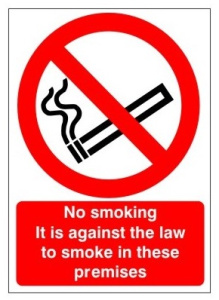  No Smoking, It is Against The Law To Smoke In These Premises Sign 150mm Wide x 200mm High 
