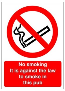White Rigid PVC No Smoking It Is Against The Law To Smoke In This Pub Sign 150mm Wide x 200mm High