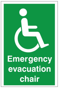 Emergency Evacuation Chair Sign - 200mm Wide x 300mm High