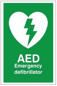 AED Emergency Defibrillator Sign- 200mm Wide x 300mm High