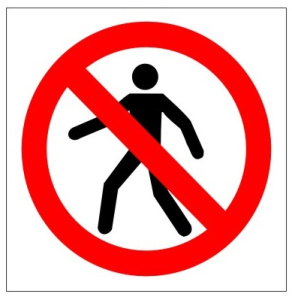 No Pedestrians Logo Sign - 200mm Wide x 200mm High