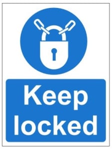 Keep Locked Sign - 150mm Wide x 200mm High