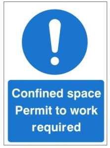 Confined Space Permit To Work Required - 200mm Wide x 150mm High