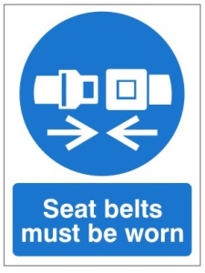 Seat Belt Must Be Worn Sign - 150mm Wide x 200 High