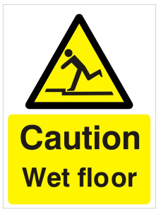 Caution Wet Floor Sign - 150mm Wide x 200mm High