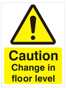 Caution Change In Floor Level Sign - 150mm Wide x 200mm High
