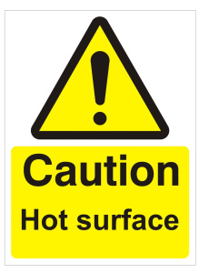 Caution Hot Surface Sign - 150mm Wide x 200mm High