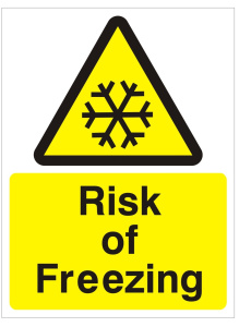 Risk Of Freezing Sign - 150mm Wide x 200mm High