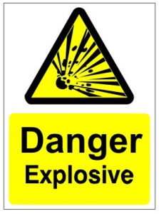 Danger Explosive Sign - 150mm Wide x 200mm High