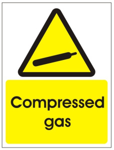 Danger Compressed Gas Sign - 150mm Wide x 200mm High