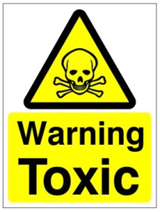 Warning Toxic Sign - 150mm Wide x 200mm High