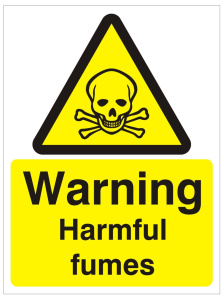 Warning Harmful Fumes Sign - 150mm Wide x 200mm High