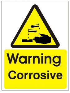 Warning Corrosive Sign - 150mm Wide x 200mm High