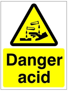Danger Acid Sign - 150mm Wide x 200mm High