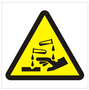 Warning Caustic Logo Sign - 150mm Wide x 150mm High