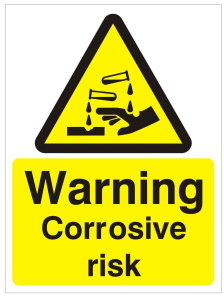 Warning Corrosive Risk Sign - 150mm Wide x 200mm High