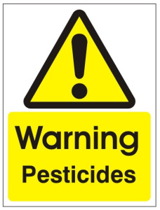 Warning Pesticides Sign - 150mm Wide x 200mm High