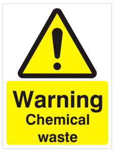 Warning Chemical Waste Sign - 150mm Wide x 200mm High