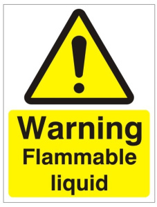 Warning Flammable Liquid Sign - 150mm Wide x 200mm High
