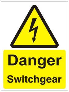 White Rigid PVC Danger Switchgear Sign - 150mm Wide x 200mm High