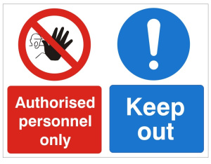 White Rigid PVC Authorised Personnel Only, Keep Out Sign - 600mm Wide x 450mm High