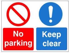 No Parking / Keep Clear Sign - 450mm Wide x 600mm High