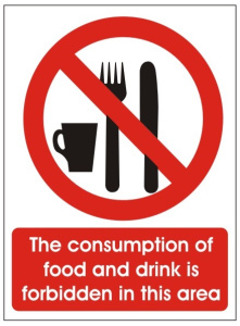 The Consumption Of Food And Drink Is Forbidden In This Area Sign - 150mm Wide x 200mm High