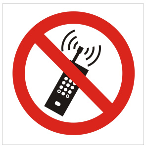 No Mobile Phones Logo Sign - 200mm Wide x 200mm High
