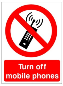 Turn Off Mobile Phones Sign - 150mm Wide x 200mm High