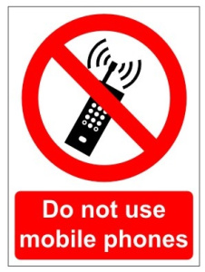 Do Not Use Mobile Phones Sign - 150mm Wide x 200mm High