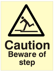 Caution Beware Of Step Sign - 150mm Wide x 200mm High