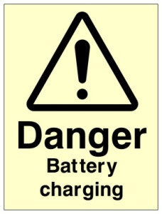 Danger Battery Charging Sign - 150mm Wide x 200mm High