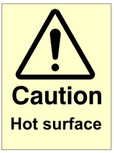 Caution Hot Surface Sign - 150mm Wide x 200mm High