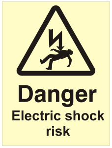 Danger Electric Shock Risk Sign - 150mm Wide x 200mm High