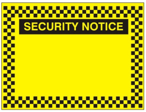Blank Security Notice Sign - 400mm Wide x 300mm High