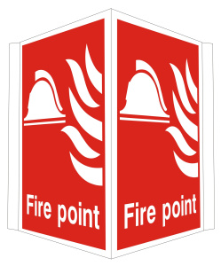 Projecting Fire Point Sign 300mm Wide x 400mm High