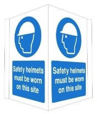 Projecting Safety Helmets Must Be Worn On This Site Sign 400mm Wide x 300mm High