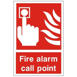 White Rigid PVC Fire Alarm Call Point Sign - Various Sizes Available