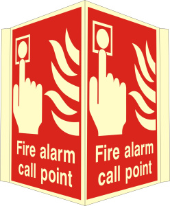Luminous Rigid PVC Projecting Fire Alarm Call Point Sign 400mm Wide x 300mm High