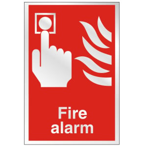 Stainless Steel Fire Alarm Sign 150mm Wide x 200mm High