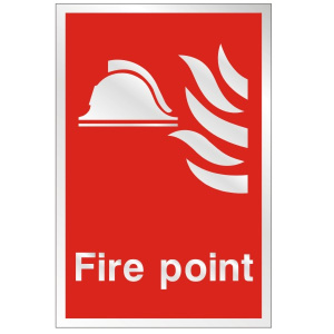 Stainless Steel Fire Point Sign 150mm Wide x 200mm High