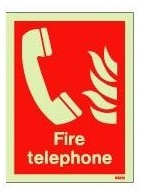 Luminous Rigid PVC Fire Telephone Sign 150mm Wide x 200mm High
