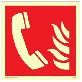 Luminous Rigid PVC Fire Telephone Logo Sign - 150mm Wide x 150mm High