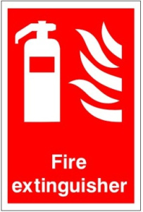 White Rigid PVC Fire Extinguisher Sign - Various Sizes Available