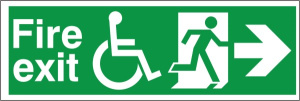 Refuge Fire Exit Sign - Right C/W Self Adhesive