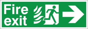 HTM65 Compliant Fire Exit Right - 400 x 150mm White 