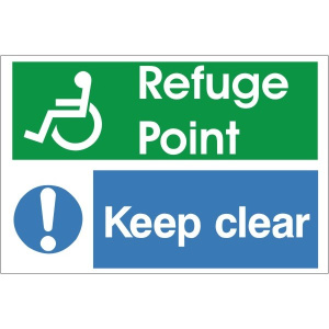 White Refuge Point Keep Clear Sign 300mm Wide x 200mm High